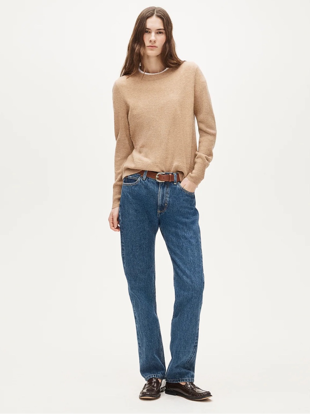 J Crew crew neck classic cashmere sweater tan camel M - Picture 8 of 9